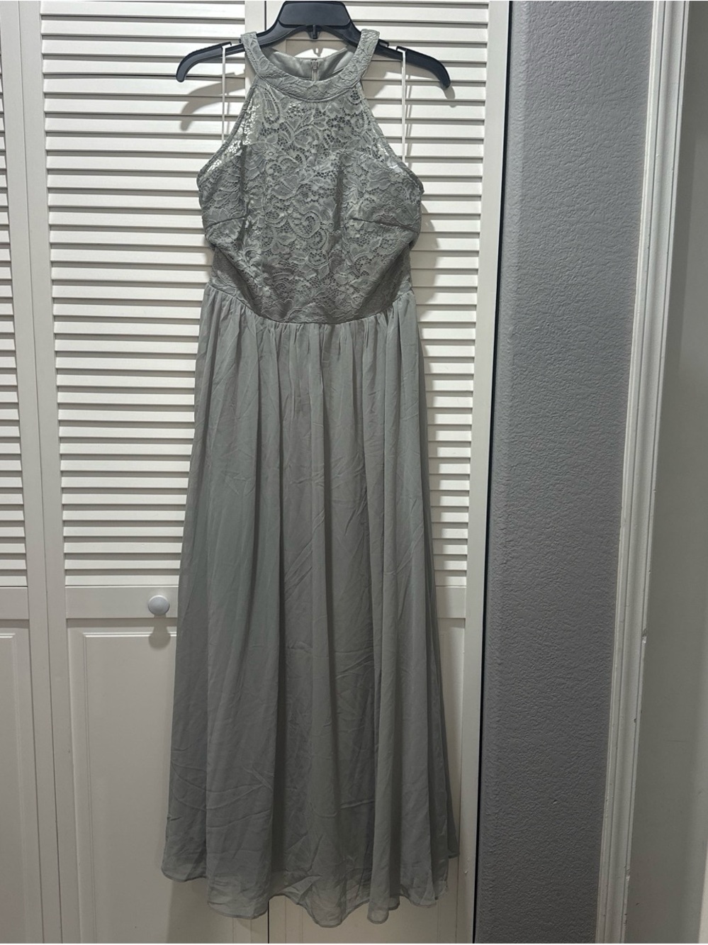 Wedtrend Lace Halter Maxi Dress in Light Gray